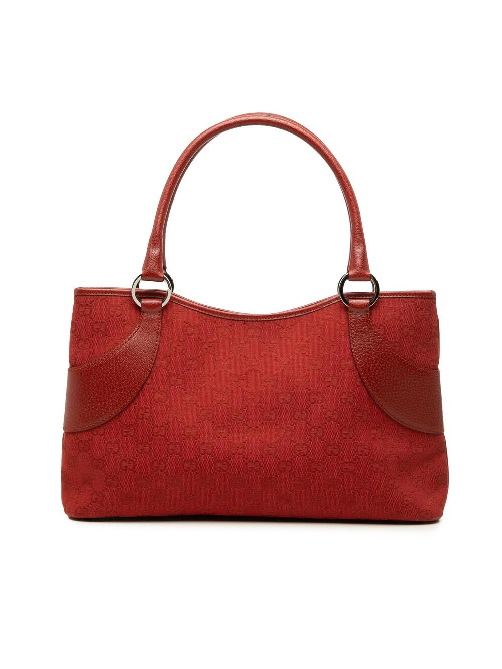 Gucci Gg Canvas Tote Pre-Loved Red #370135G60B